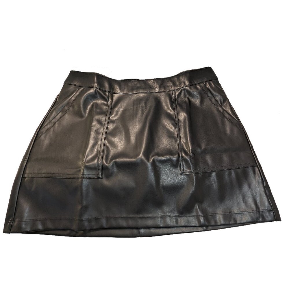 a new day faux Leather Black Mini Skirt size Medium